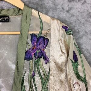 Lee Andersen Overlay Jacket Large Art To Wear Beaded Floral Iris USA Fairycore
